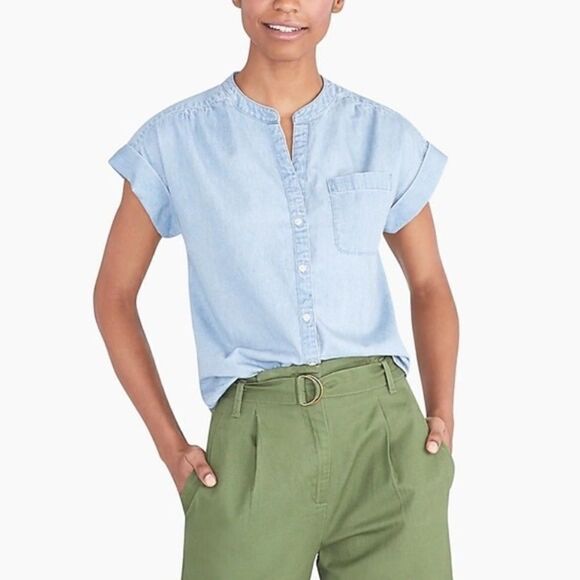J. Crew Tops - J. Crew JCrew Mercantile Chambray Camp Shirt size XS